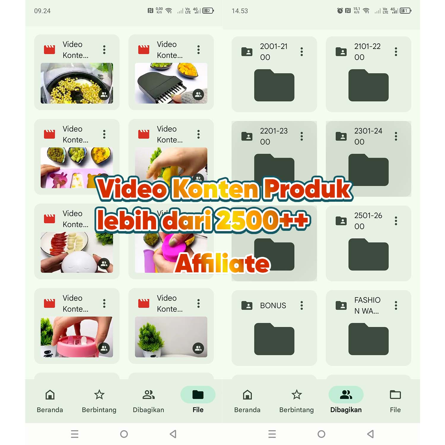 Konten Video Produk Affiliate 2500+ siap Edit